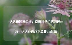 达达集团三季报：京东秒送门店数超60万，达达秒送总完单量6.48亿单