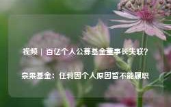 视频 | 百亿个人公募基金董事长失联？泉果基金：任莉因个人原因暂不能履职