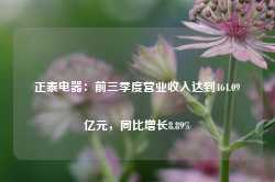 正泰电器：前三季度营业收入达到464.09亿元，同比增长8.89%-第1张图片-缙云县凯一电子科技有限公司